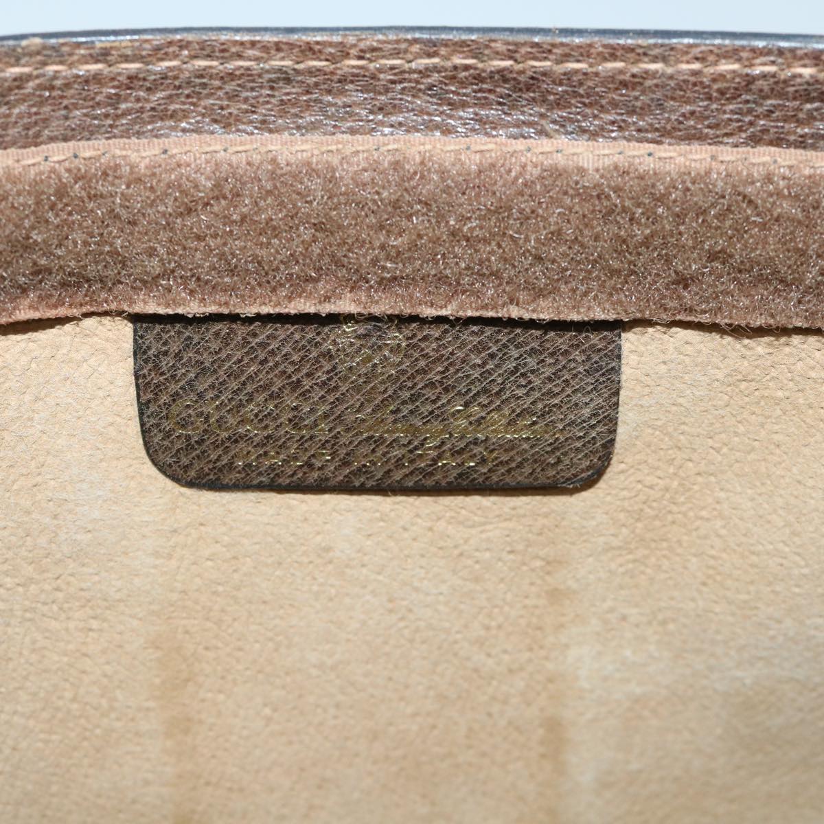 GUCCI GG Canvas Web Sherry Line Clutch Bag PVC Leather Beige Green 54835