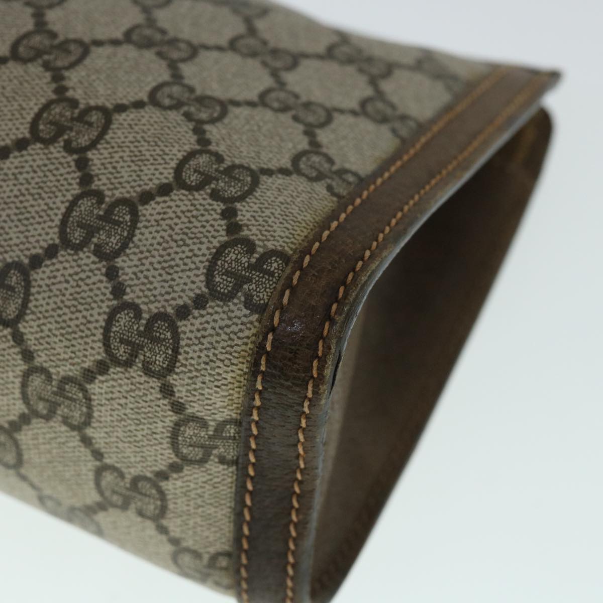 GUCCI GG Canvas Web Sherry Line Clutch Bag PVC Leather Beige Green 54839