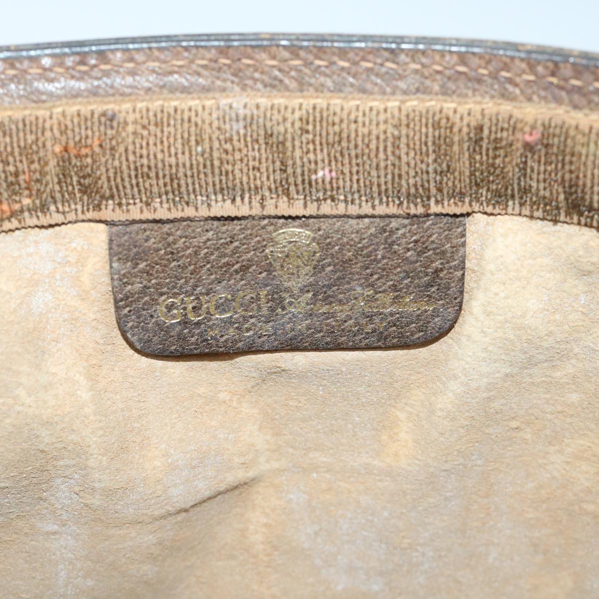 GUCCI GG Canvas Web Sherry Line Clutch Bag PVC Leather Beige Green 54839