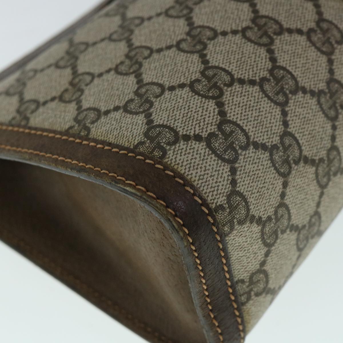 GUCCI GG Canvas Web Sherry Line Clutch Bag PVC Leather Beige Green 54839