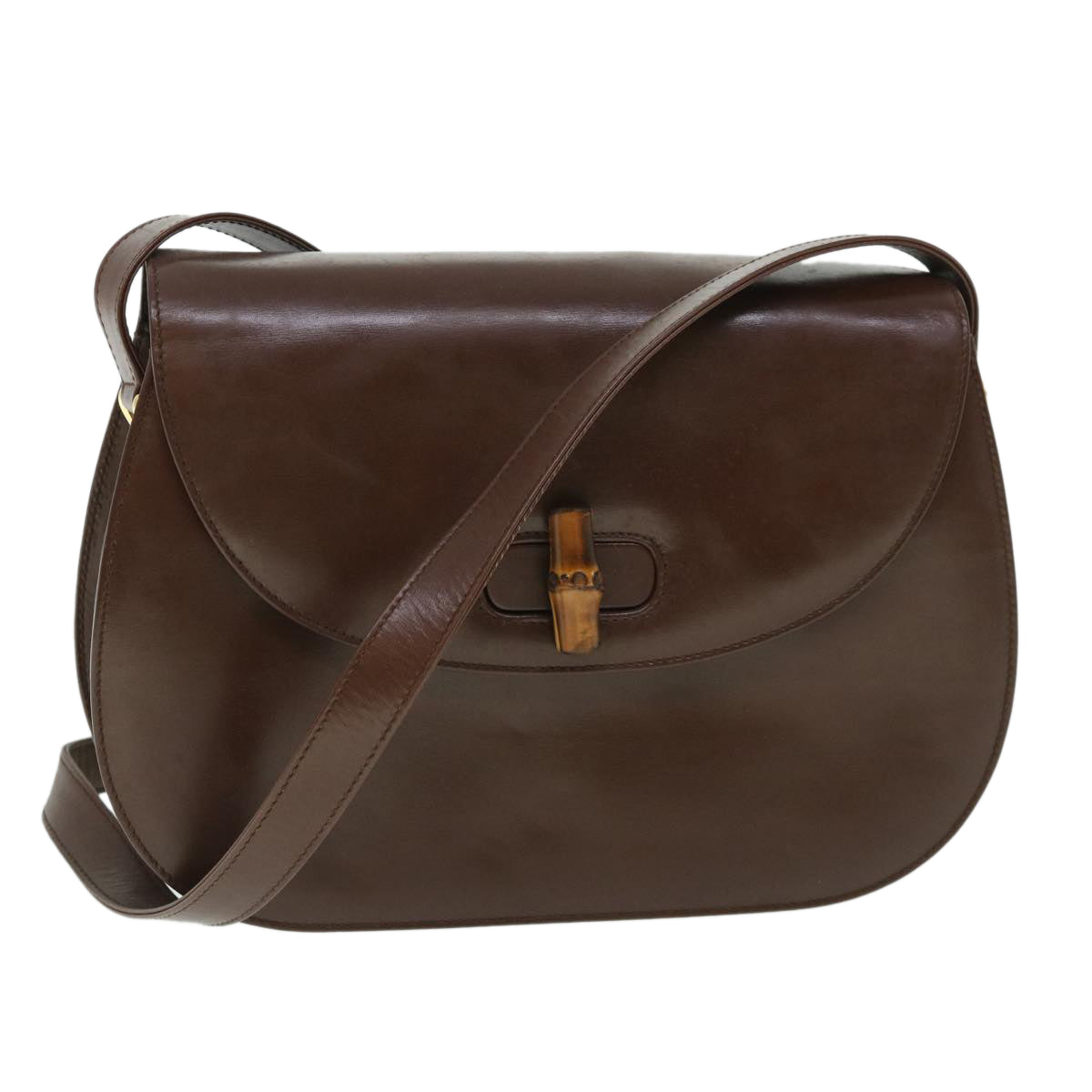 GUCCI Bamboo Shoulder Bag Leather Brown 54841