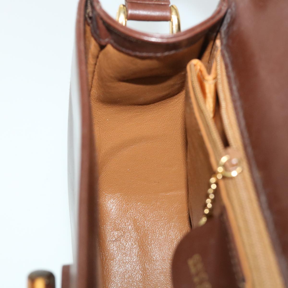 GUCCI Bamboo Shoulder Bag Leather Brown 54841