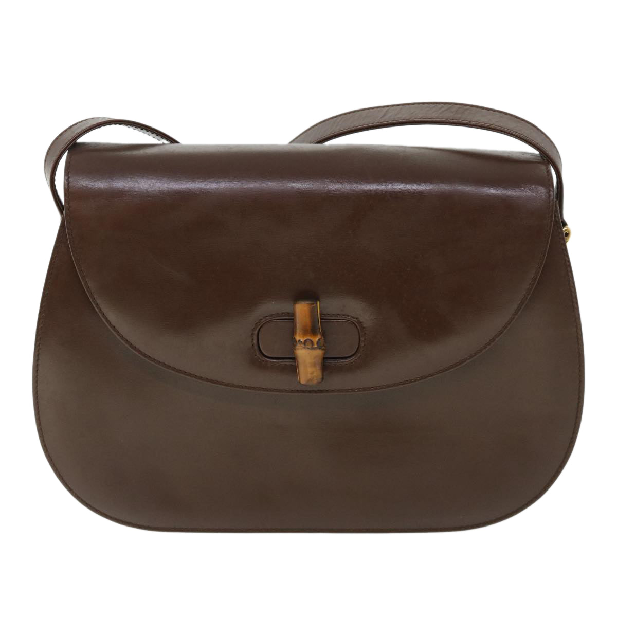 GUCCI Bamboo Shoulder Bag Leather Brown 54841