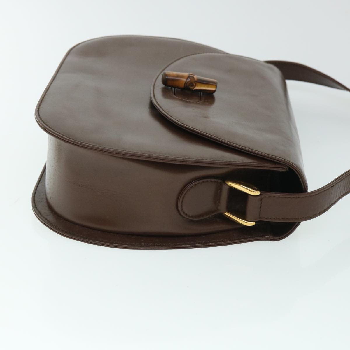 GUCCI Bamboo Shoulder Bag Leather Brown 54841