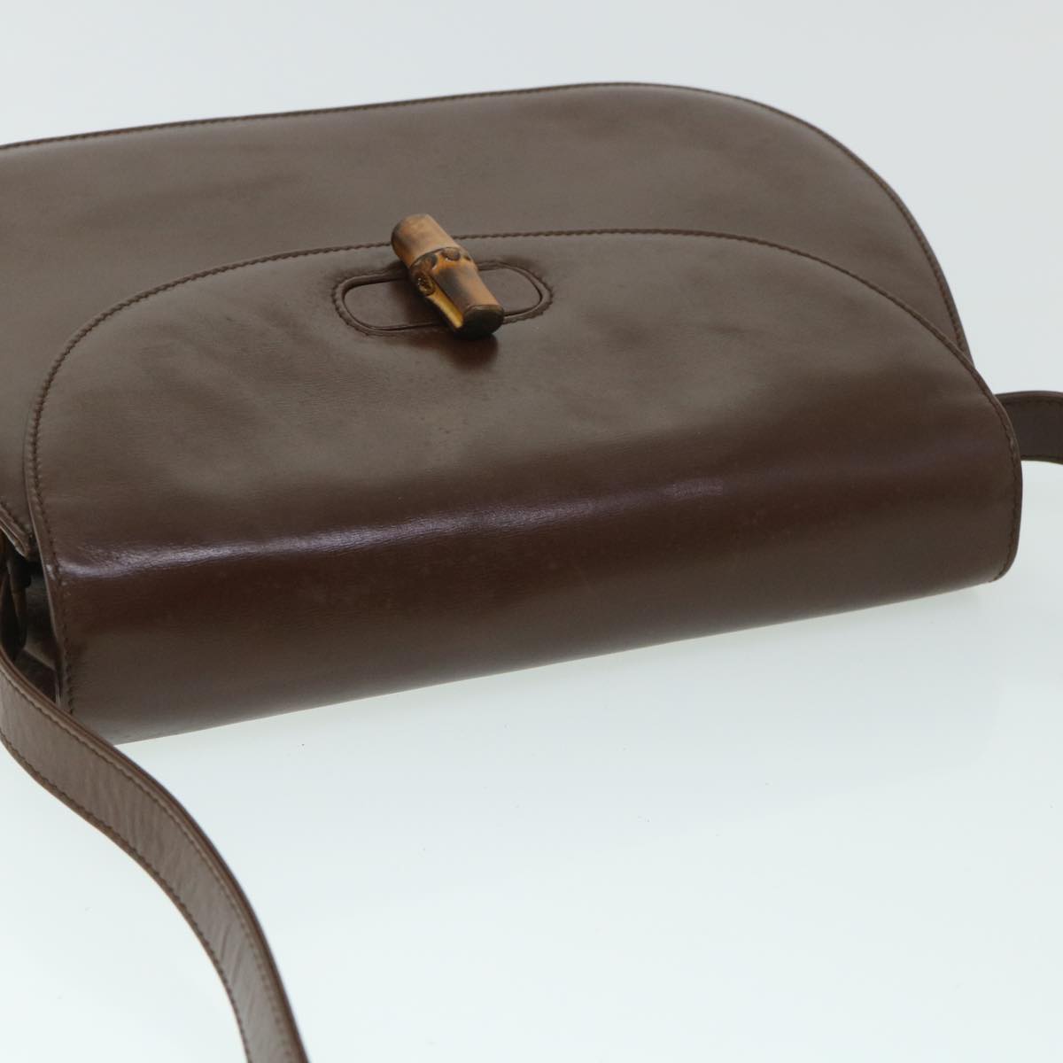 GUCCI Bamboo Shoulder Bag Leather Brown 54841