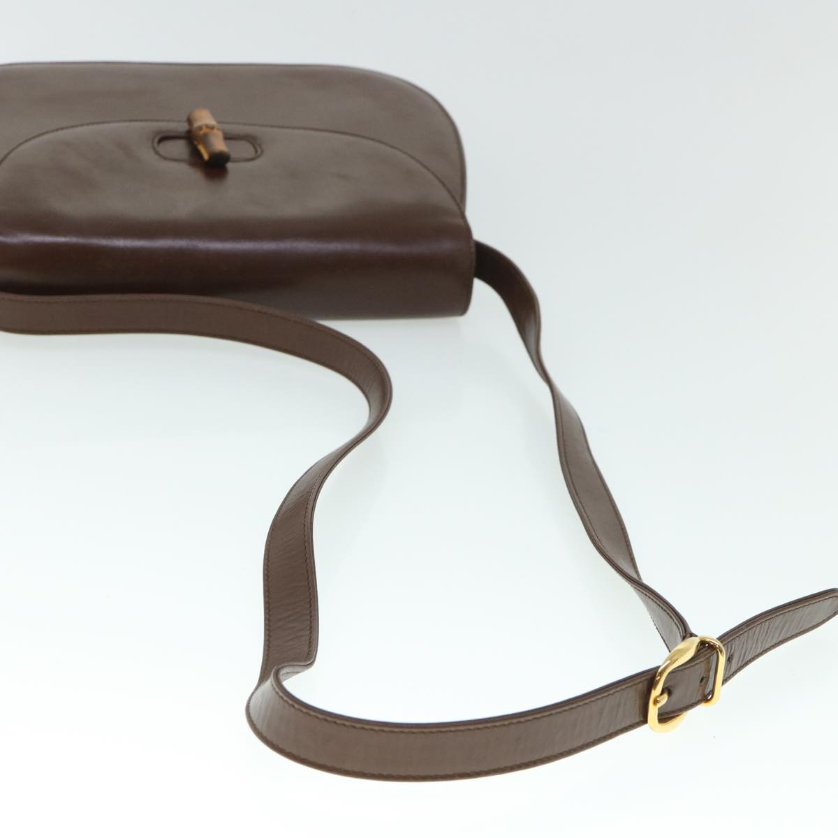 GUCCI Bamboo Shoulder Bag Leather Brown 54841