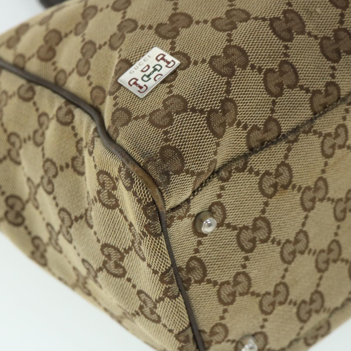 GUCCI GG Canvas Web Sherry Line Tote Bag Beige Red Green 145758 54842