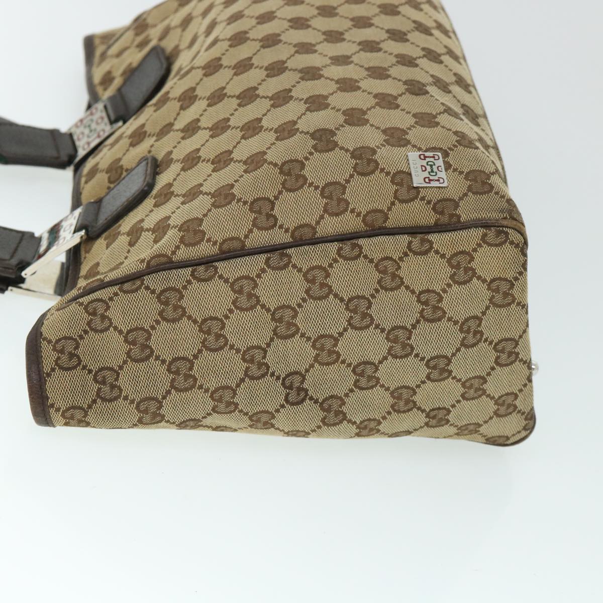 GUCCI GG Canvas Web Sherry Line Tote Bag Beige Red Green 145758 54842