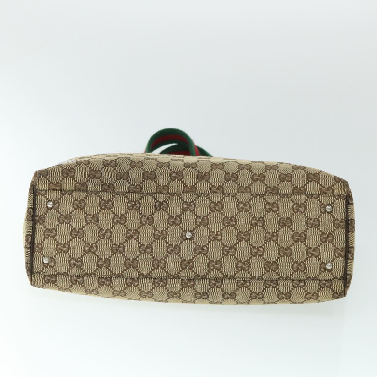 GUCCI GG Canvas Web Sherry Line Tote Bag Beige Red Green 145758 54842