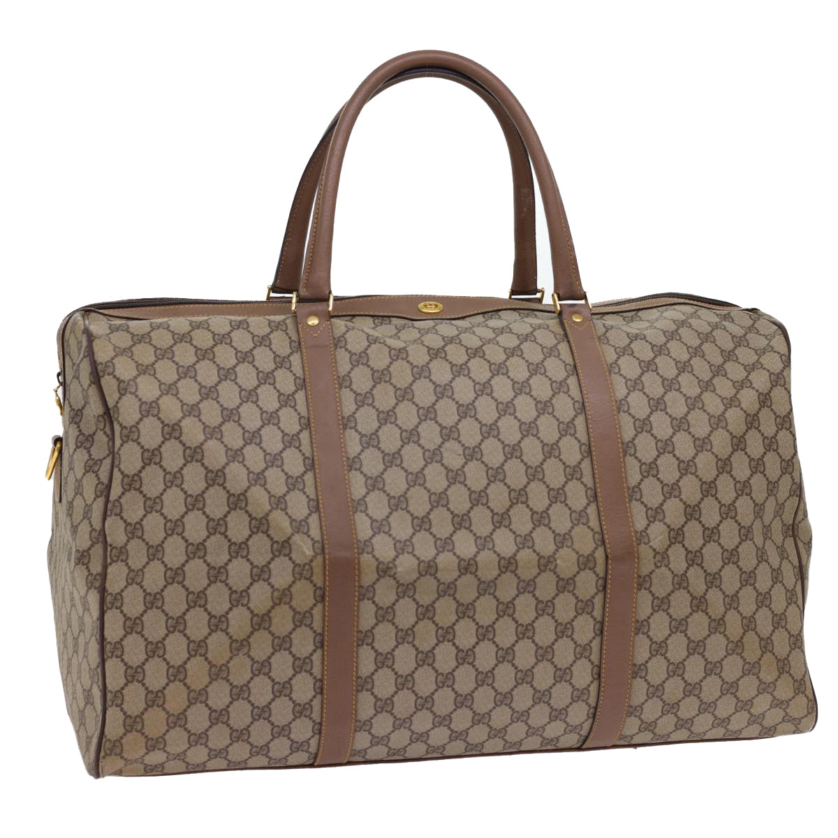 GUCCI GG Canvas Boston Bag PVC Leather Beige 012.123.6081.55 54849