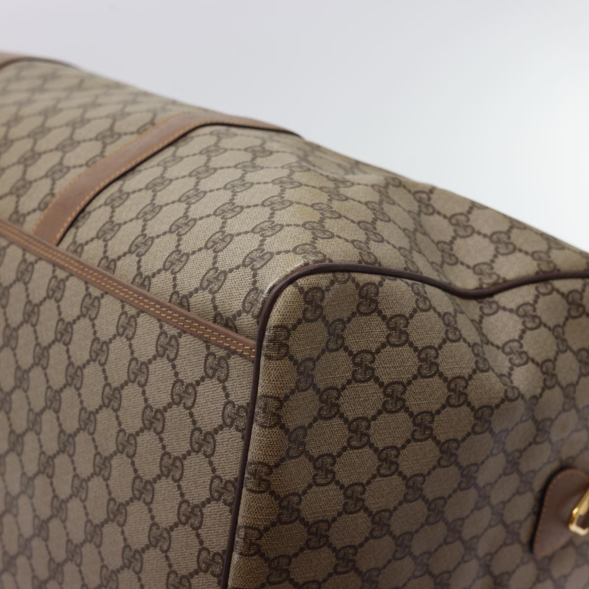 GUCCI GG Canvas Boston Bag PVC Leather Beige 012.123.6081.55 54849