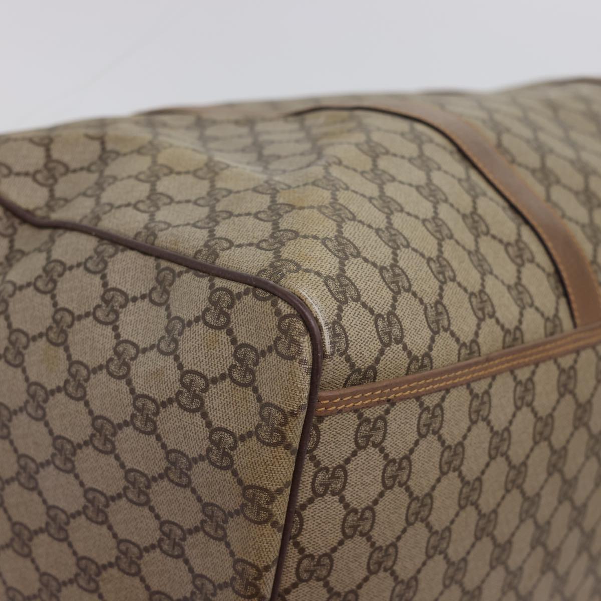 GUCCI GG Canvas Boston Bag PVC Leather Beige 012.123.6081.55 54849