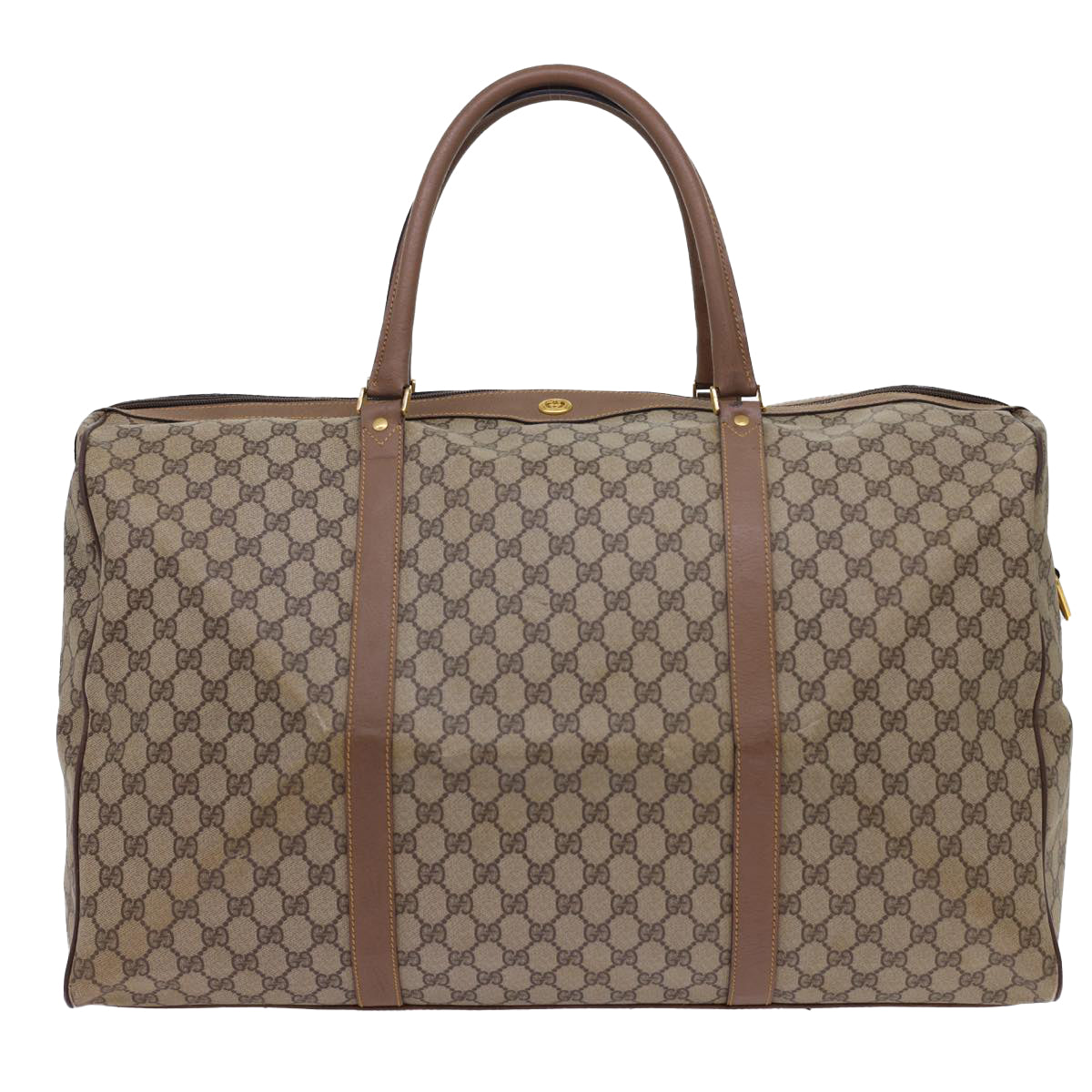 GUCCI GG Canvas Boston Bag PVC Leather Beige 012.123.6081.55 54849