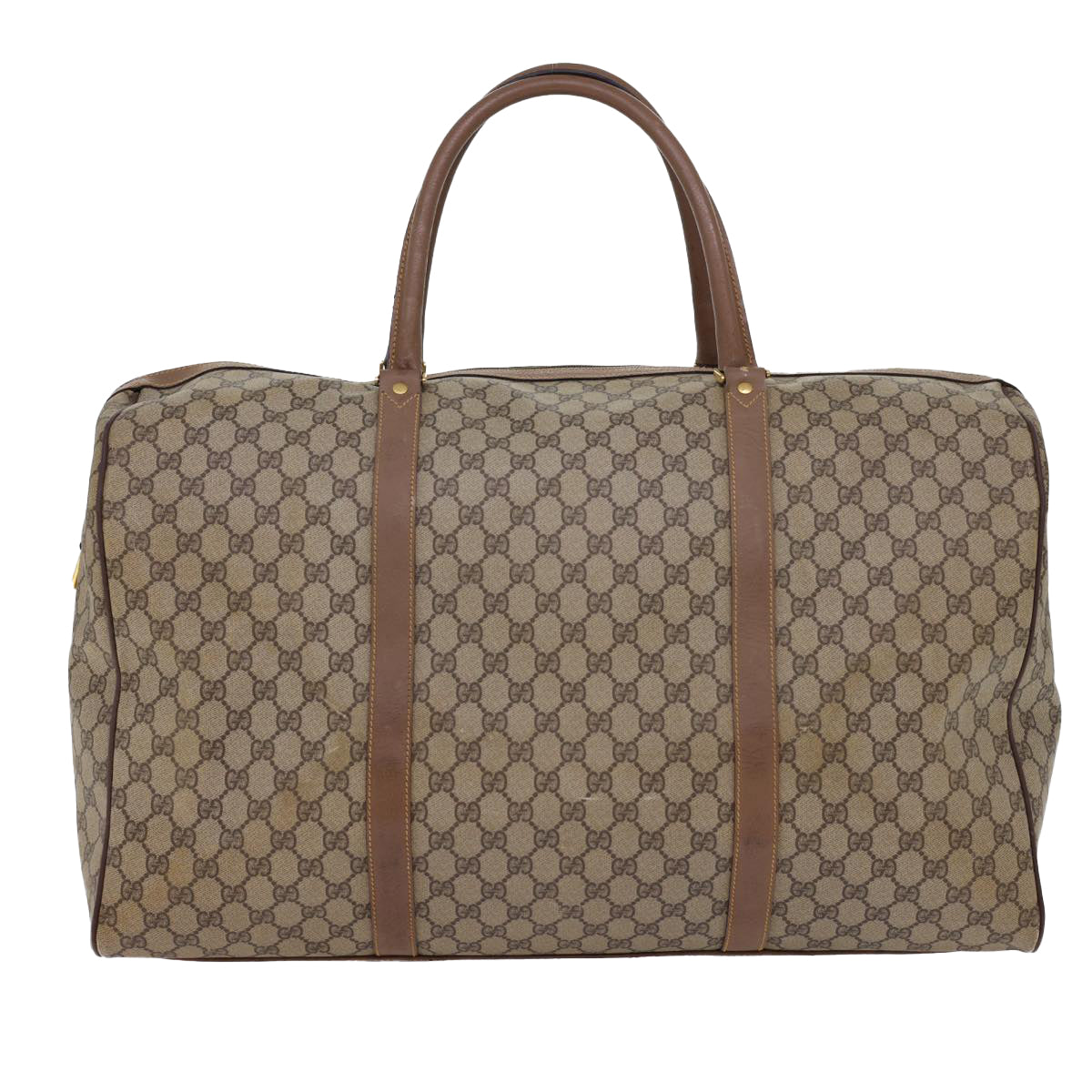 GUCCI GG Canvas Boston Bag PVC Leather Beige 012.123.6081.55 54849