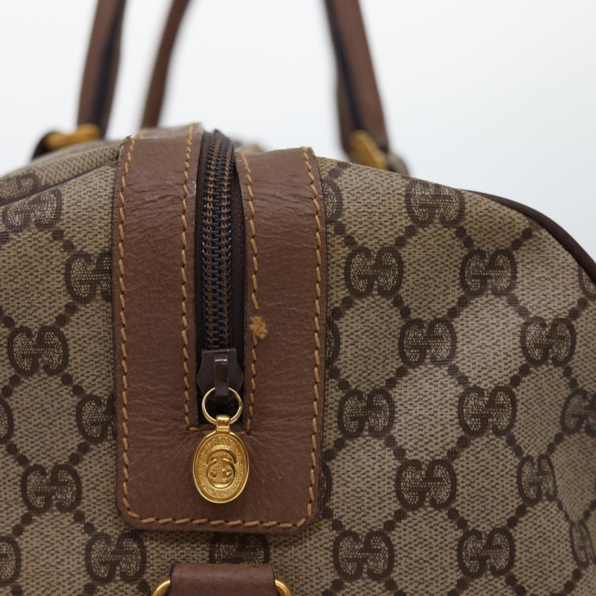 GUCCI GG Canvas Boston Bag PVC Leather Beige 012.123.6081.55 54849