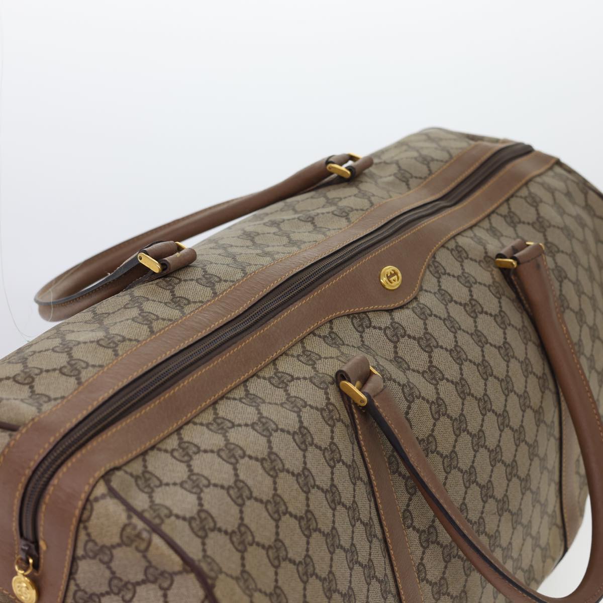 GUCCI GG Canvas Boston Bag PVC Leather Beige 012.123.6081.55 54849