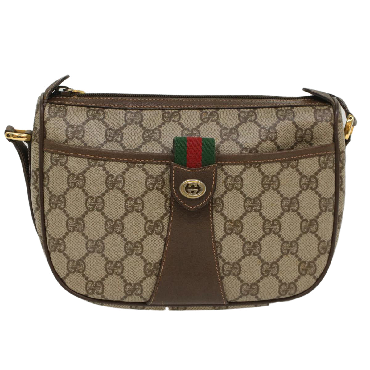 GUCCI GG Canvas Web Sherry Line Shoulder Bag Beige Red 89 02 032 54856