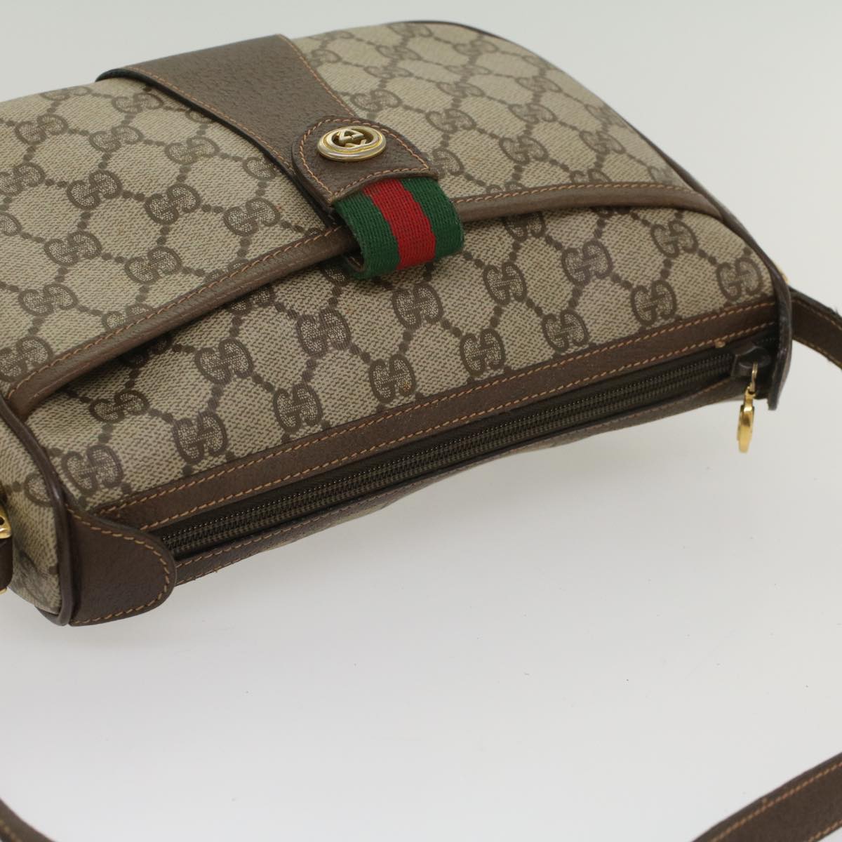 GUCCI GG Canvas Web Sherry Line Shoulder Bag Beige Red 89 02 032 54856