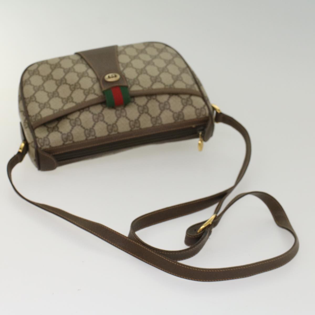 GUCCI GG Canvas Web Sherry Line Shoulder Bag Beige Red 89 02 032 54856