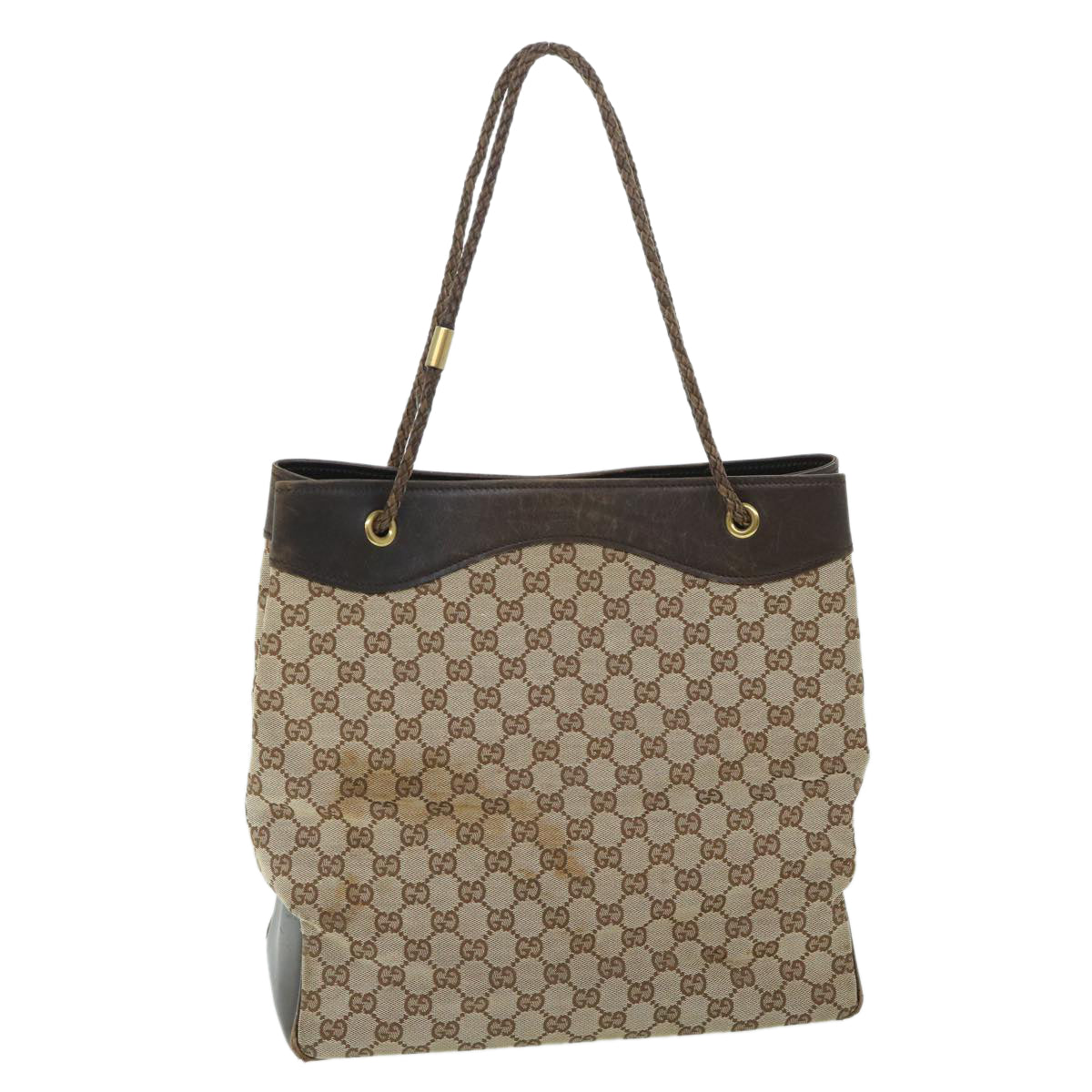 GUCCI GG Canvas Tote Bag Beige Brown 109141 54873