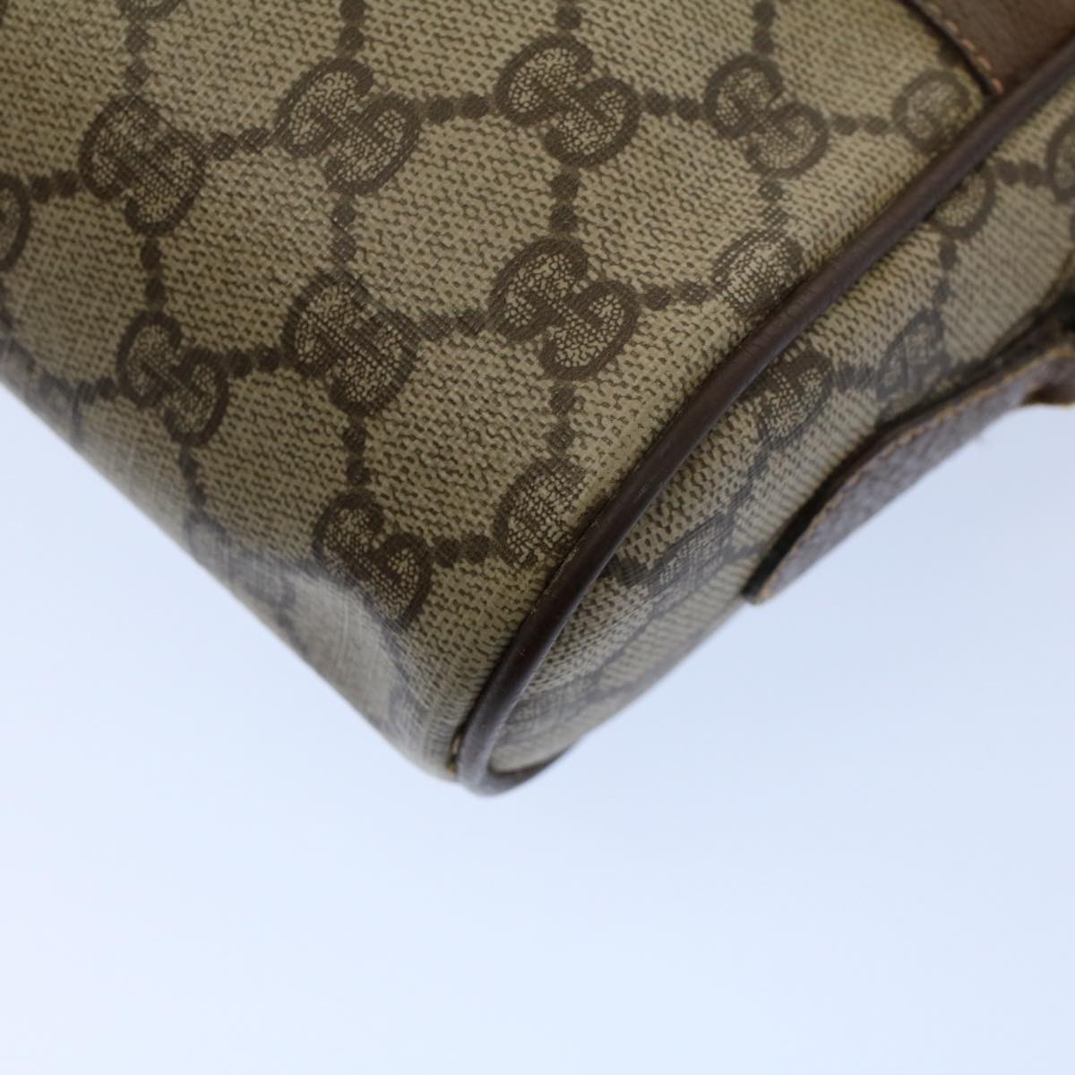 GUCCI GG Canvas Web Sherry Line Shoulder Bag PVC Leather Beige Green 54875