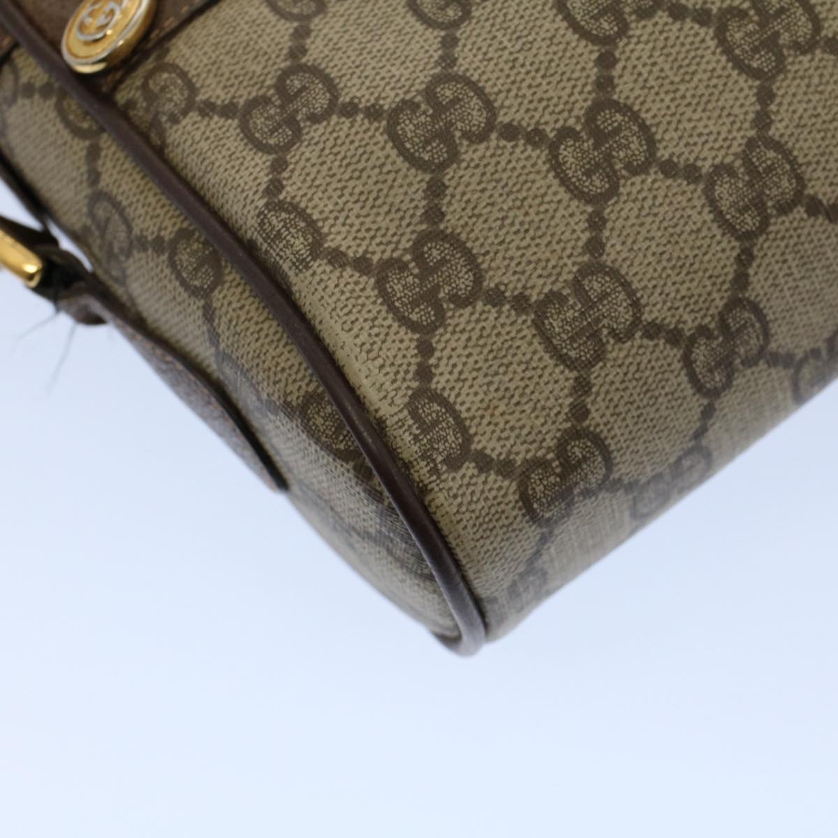 GUCCI GG Canvas Web Sherry Line Shoulder Bag PVC Leather Beige Green 54875