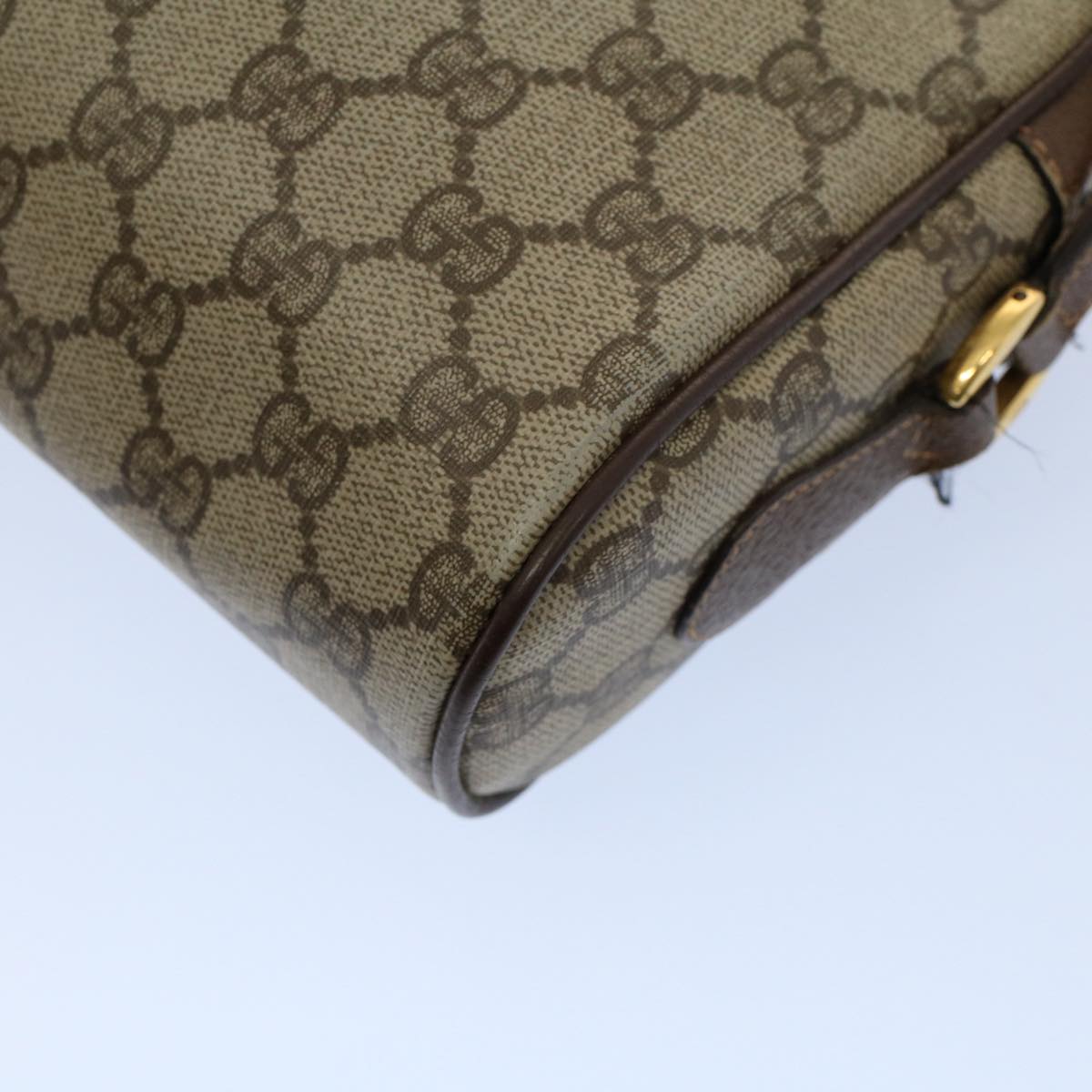 GUCCI GG Canvas Web Sherry Line Shoulder Bag PVC Leather Beige Green 54875