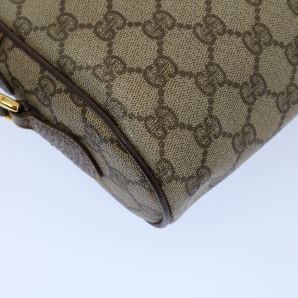 GUCCI GG Canvas Web Sherry Line Shoulder Bag PVC Leather Beige Green 54875