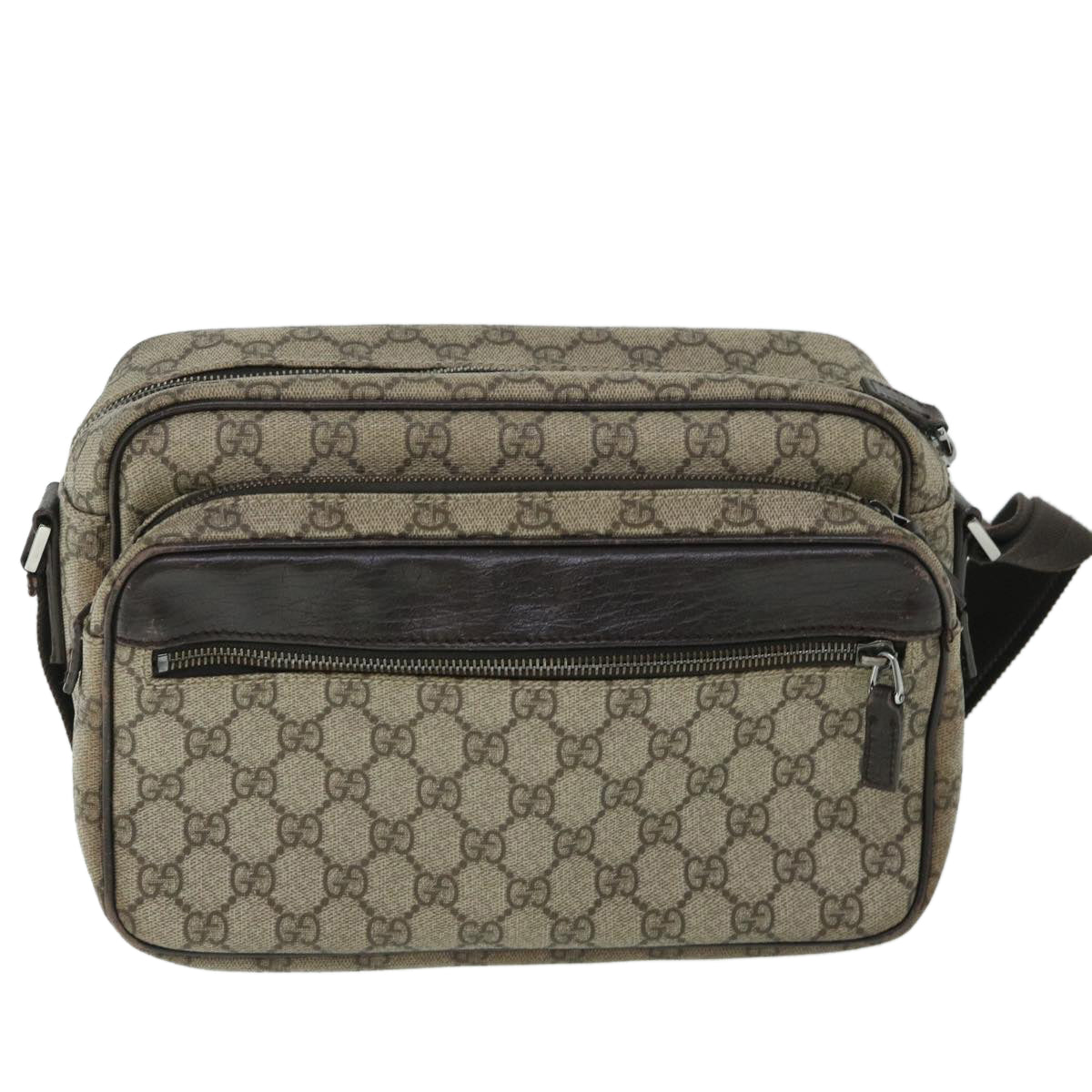 GUCCI GG Canvas Shoulder Bag PVC Leather Beige 114531 54876