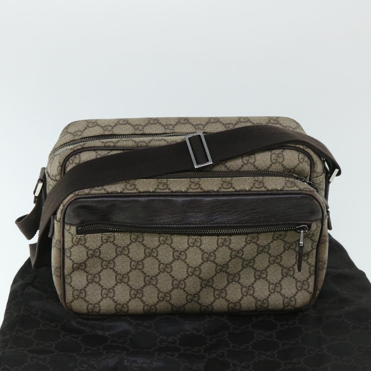 GUCCI GG Canvas Shoulder Bag PVC Leather Beige 114531 54876
