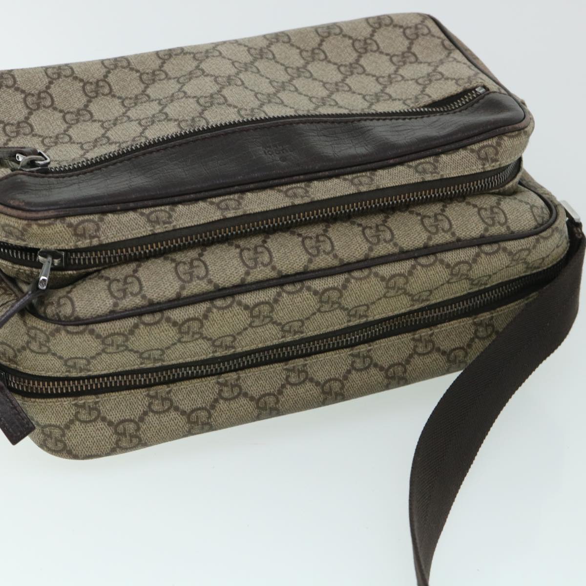 GUCCI GG Canvas Shoulder Bag PVC Leather Beige 114531 54876