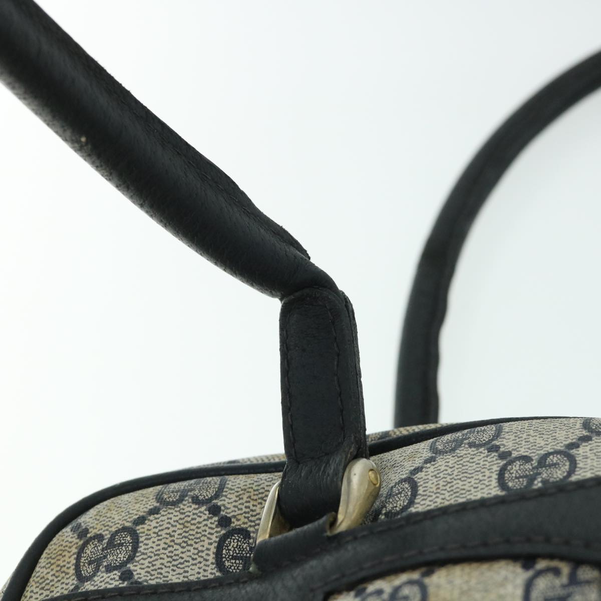 GUCCI GG Canvas Sherry Line Hand Bag PVC Leather Navy Red 54884