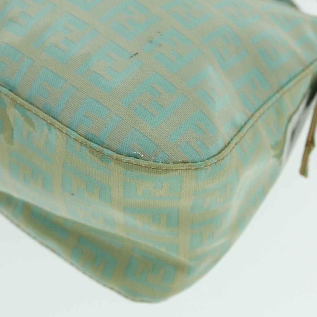 FENDI Zucchino Canvas Mamma Baguette Shoulder Bag Coated Canvas Blue 54889