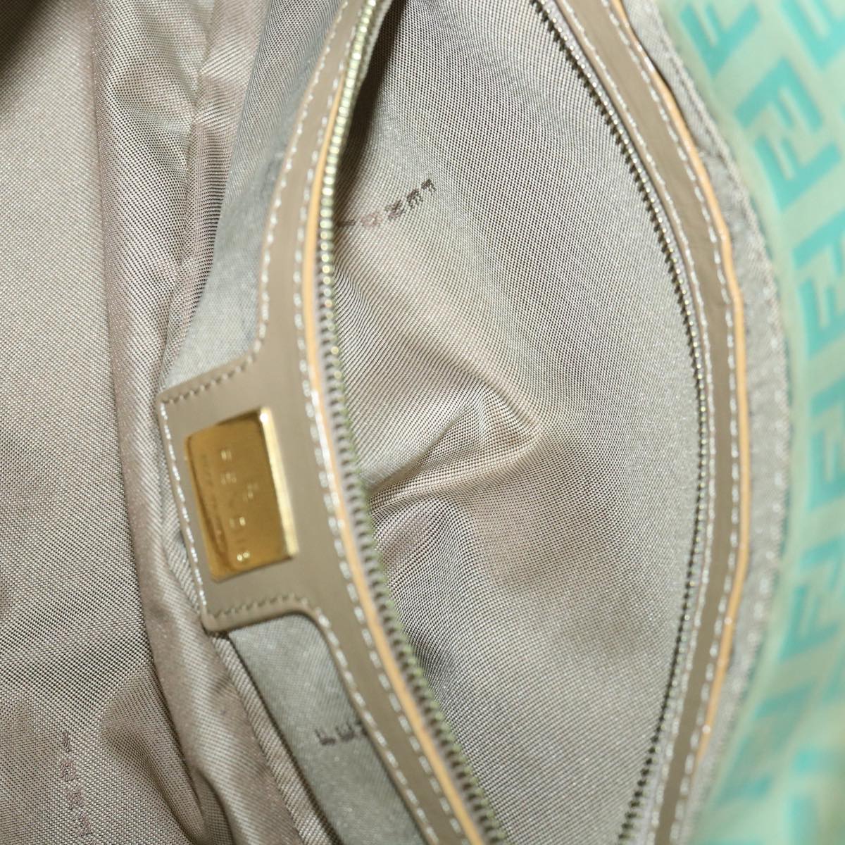 FENDI Zucchino Canvas Mamma Baguette Shoulder Bag Coated Canvas Blue 54889