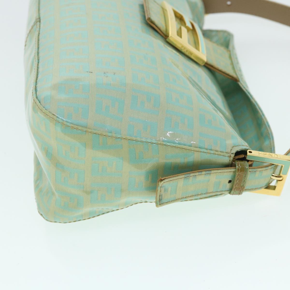 FENDI Zucchino Canvas Mamma Baguette Shoulder Bag Coated Canvas Blue 54889