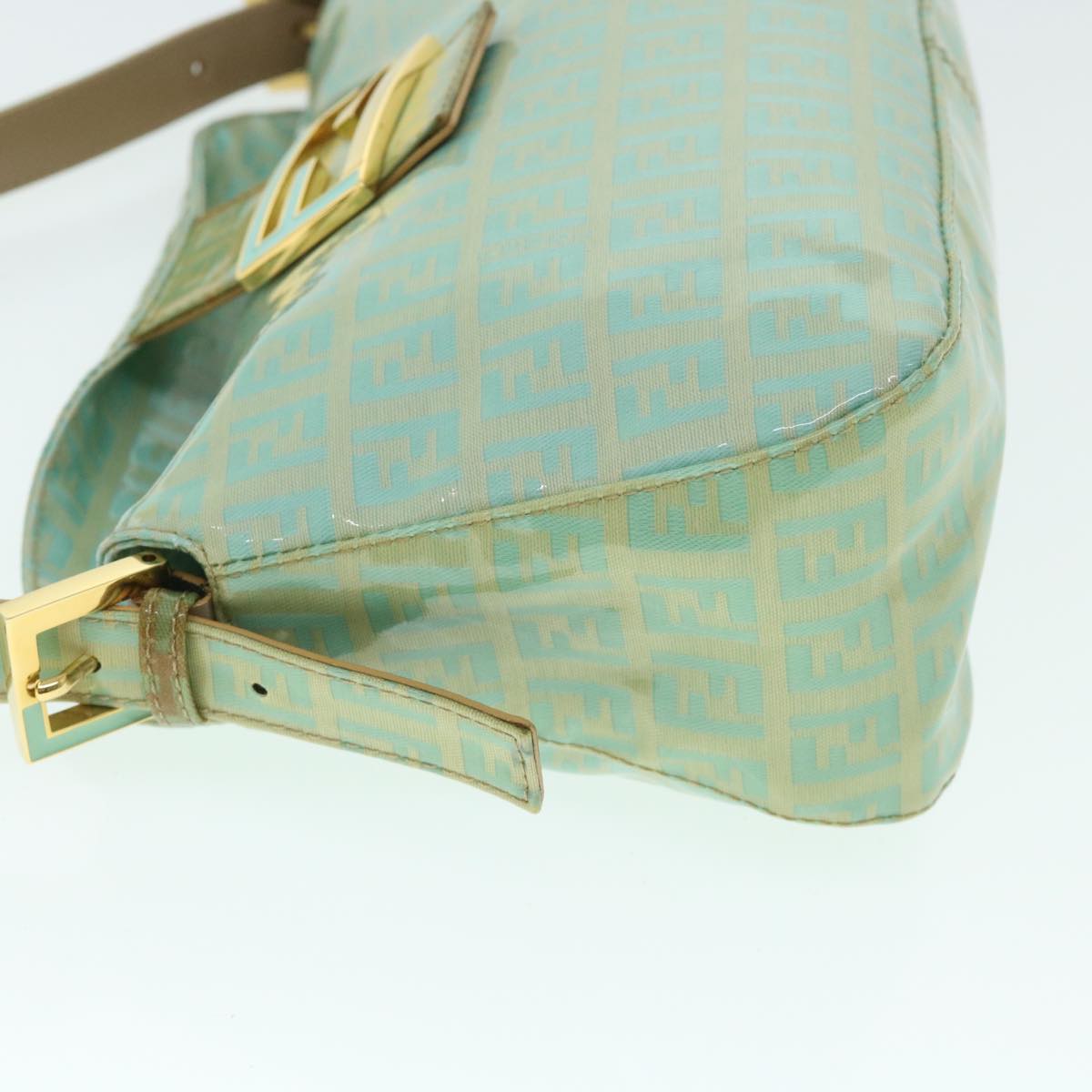 FENDI Zucchino Canvas Mamma Baguette Shoulder Bag Coated Canvas Blue 54889