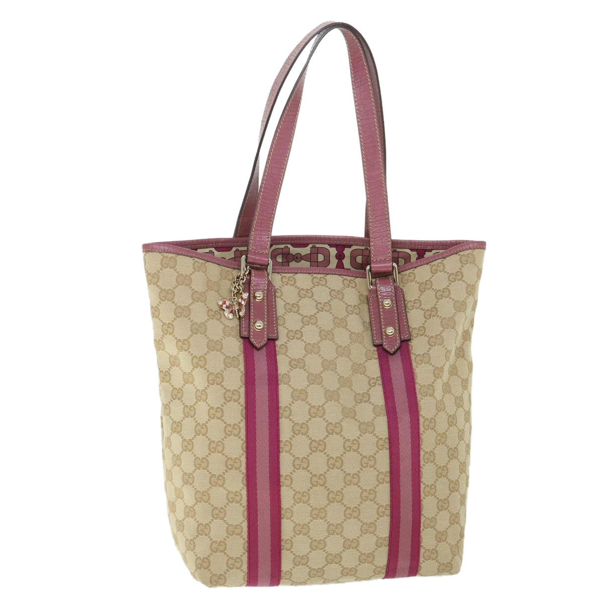 GUCCI GG Canvas Sherry Line Tote Bag Beige Pink 162899 54900