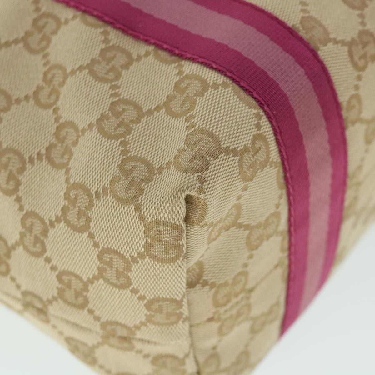 GUCCI GG Canvas Sherry Line Tote Bag Beige Pink 162899 54900