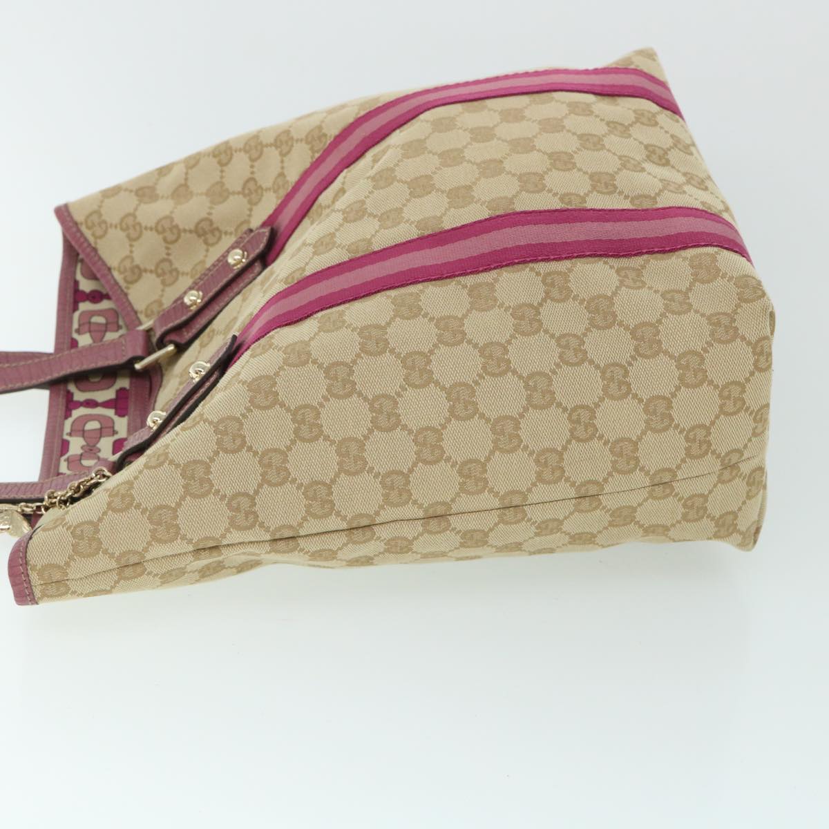 GUCCI GG Canvas Sherry Line Tote Bag Beige Pink 162899 54900