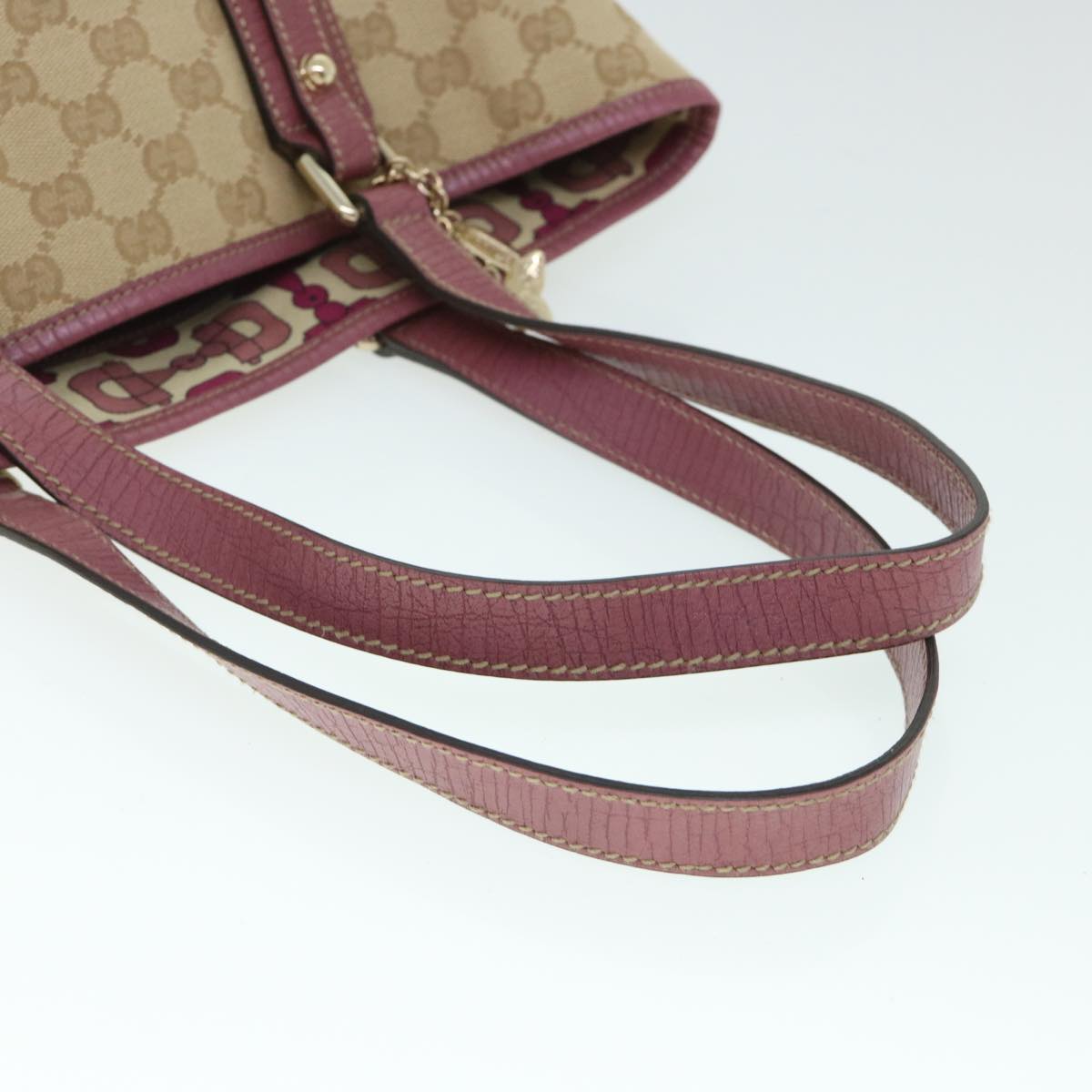 GUCCI GG Canvas Sherry Line Tote Bag Beige Pink 162899 54900