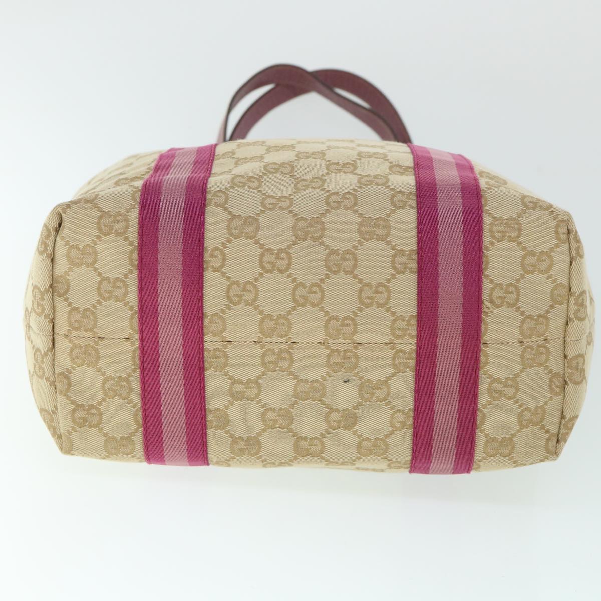 GUCCI GG Canvas Sherry Line Tote Bag Beige Pink 162899 54900
