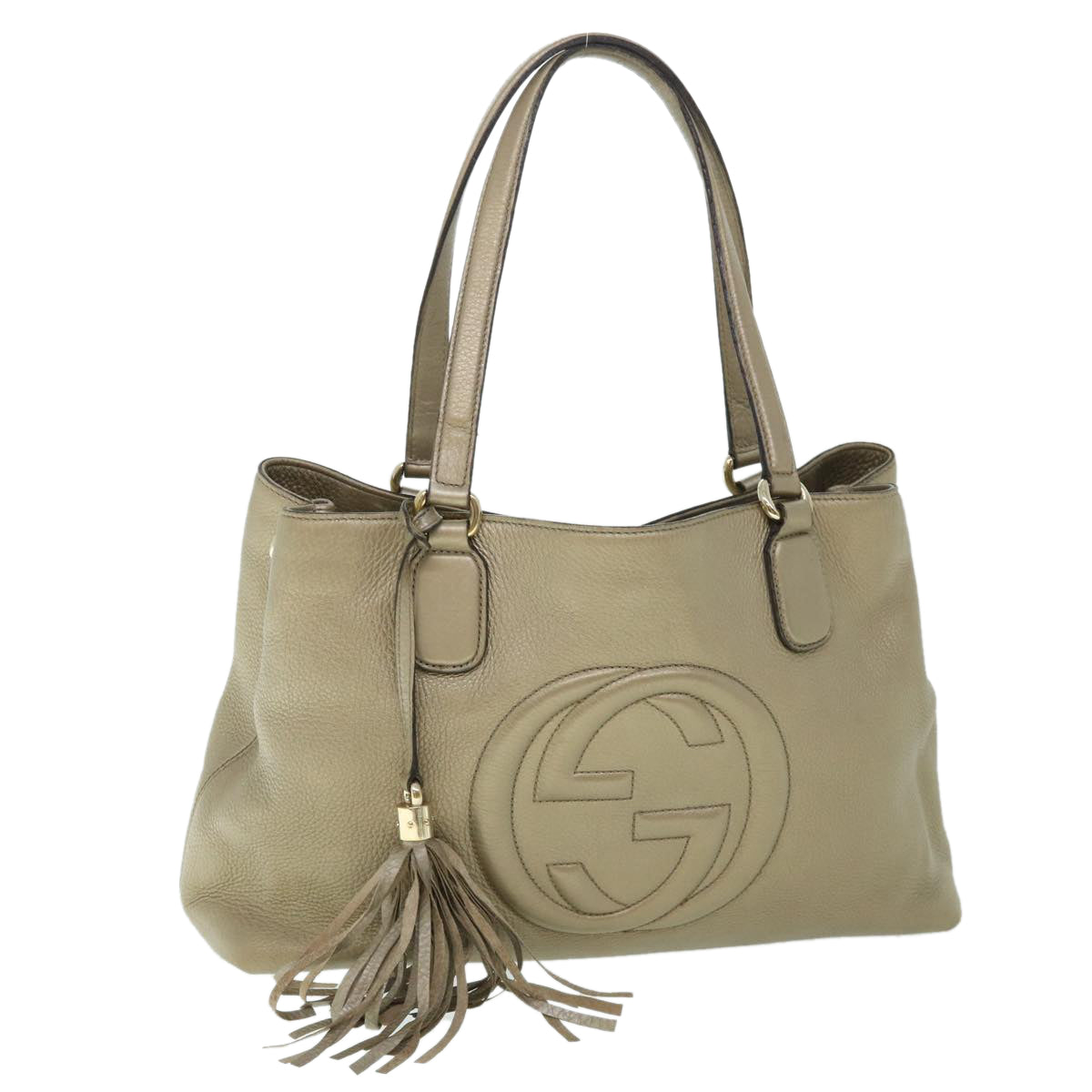 GUCCI Soho Tote Bag Leather Fringe Gold Tone 308363 54901