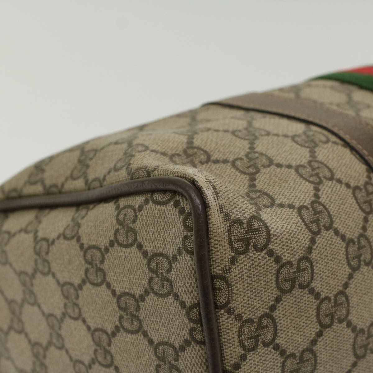 GUCCI GG Canvas Web Sherry Line Boston Bag Beige Red Green 24 02 007 54955