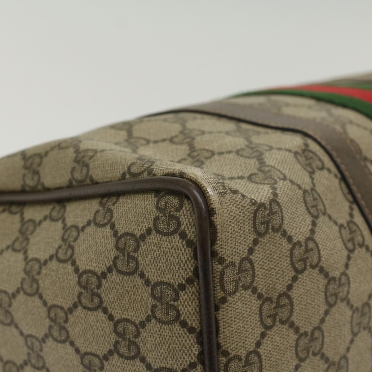 GUCCI GG Canvas Web Sherry Line Boston Bag Beige Red Green 24 02 007 54955