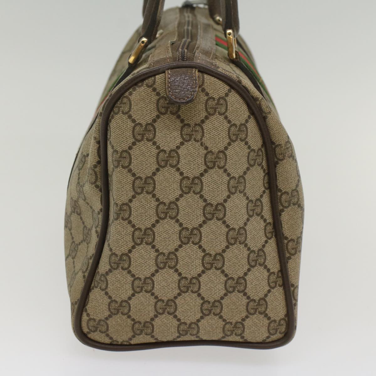 GUCCI GG Canvas Web Sherry Line Boston Bag Beige Red Green 24 02 007 54955