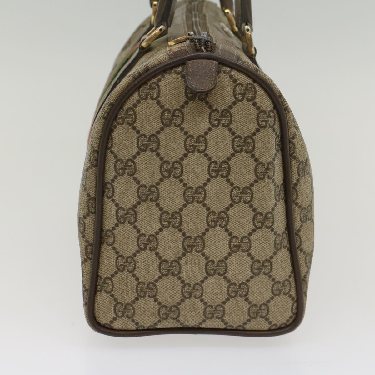 GUCCI GG Canvas Web Sherry Line Boston Bag Beige Red Green 24 02 007 54955