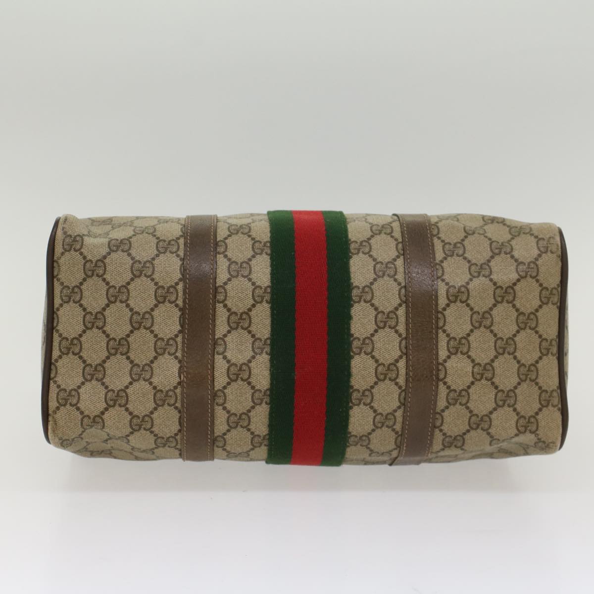 GUCCI GG Canvas Web Sherry Line Boston Bag Beige Red Green 24 02 007 54955