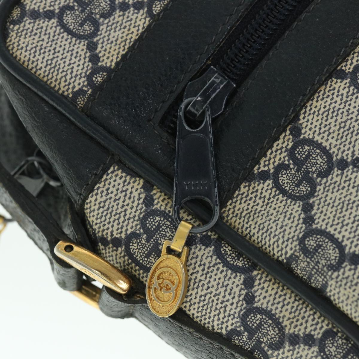 GUCCI GG Canvas Sherry Line Shoulder Bag PVC Leather Navy Red 54963