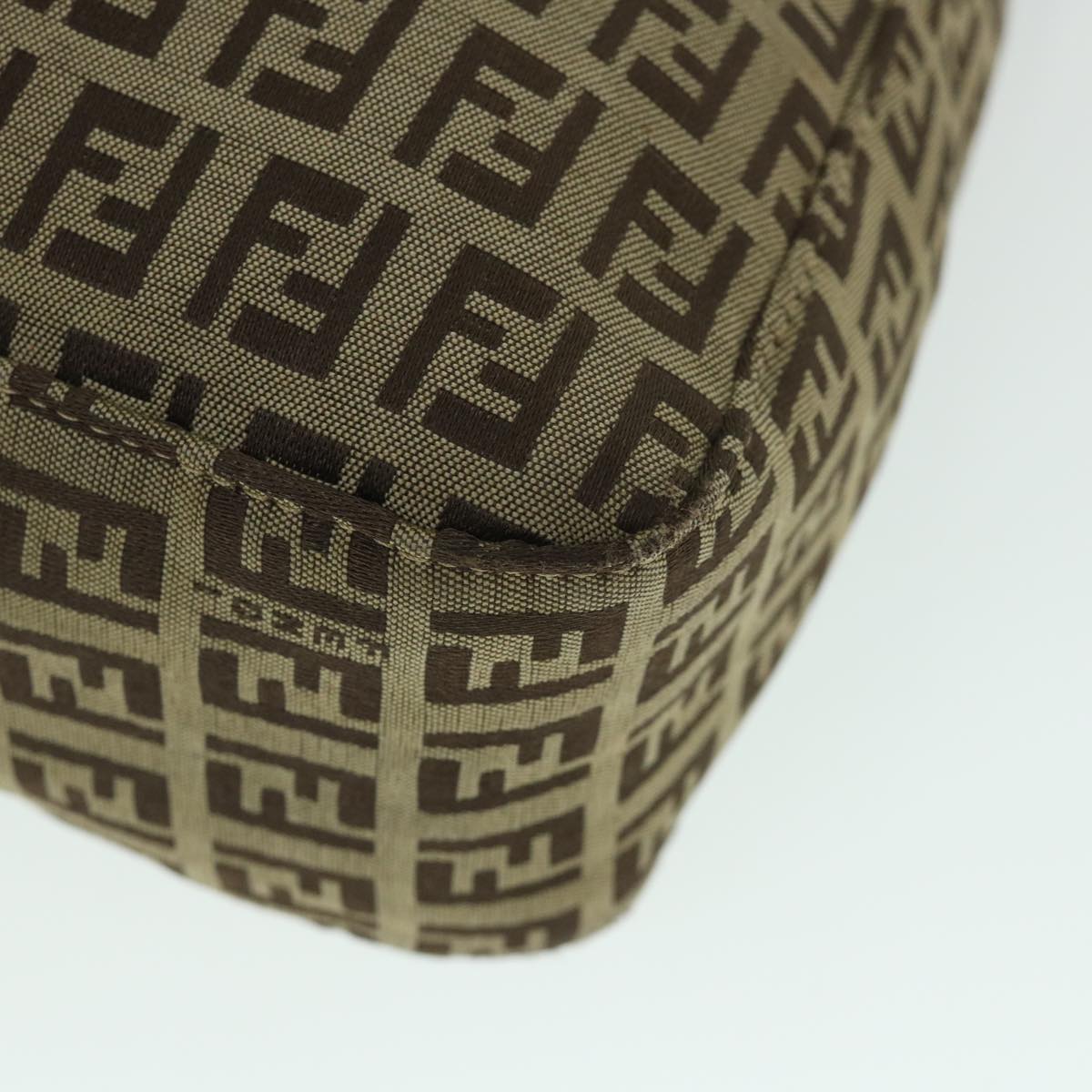 FENDI Zucchino Canvas Mamma Baguette Shoulder Bag Brown 54964