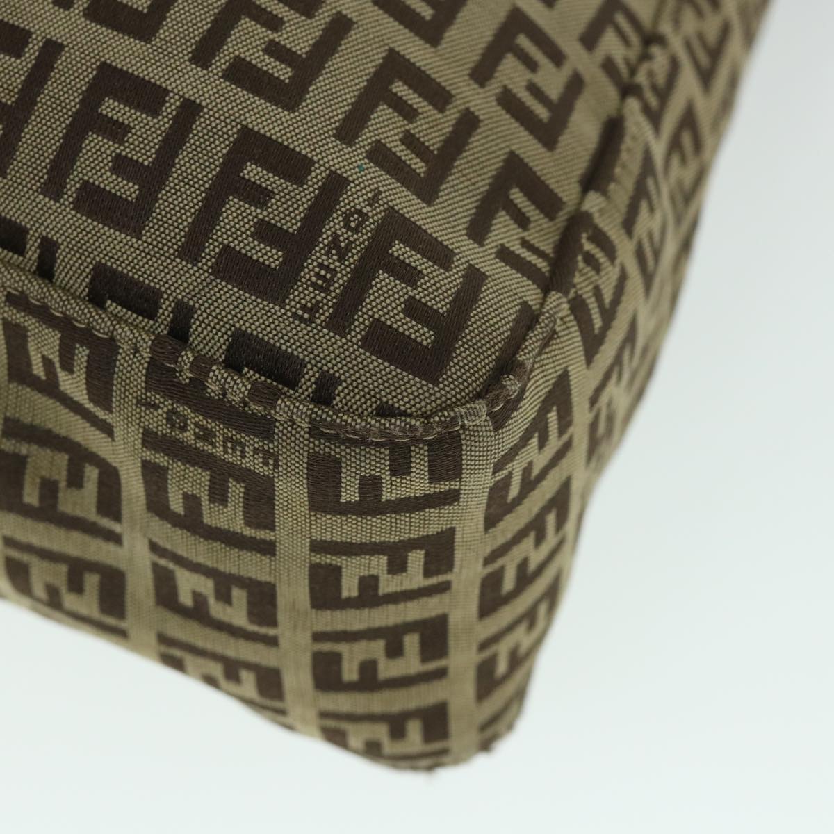 FENDI Zucchino Canvas Mamma Baguette Shoulder Bag Brown 54964